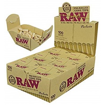 RAW PRE-ROLLED CONE TIPS PERFECTO 6-100CT/PACK